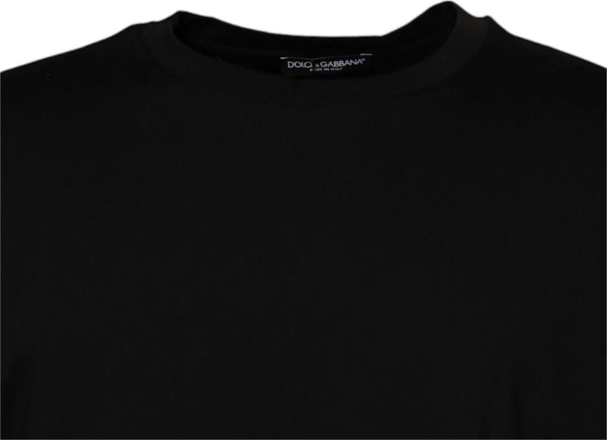 Dolce & Gabbana Zwarte katoenen T-shirt met logodetails Black Heren - Foto 5