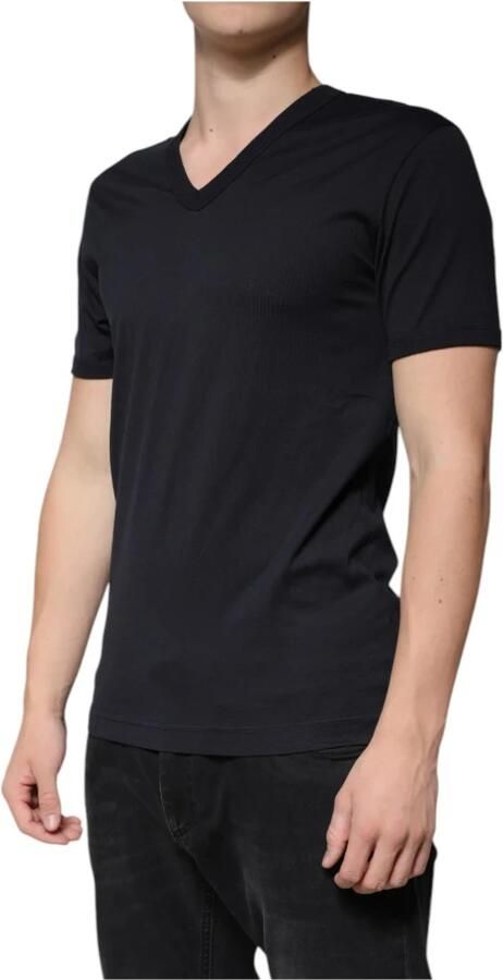 Dolce & Gabbana Zwarte Katoenen V-hals T-shirt Mannen Black Heren - Foto 5