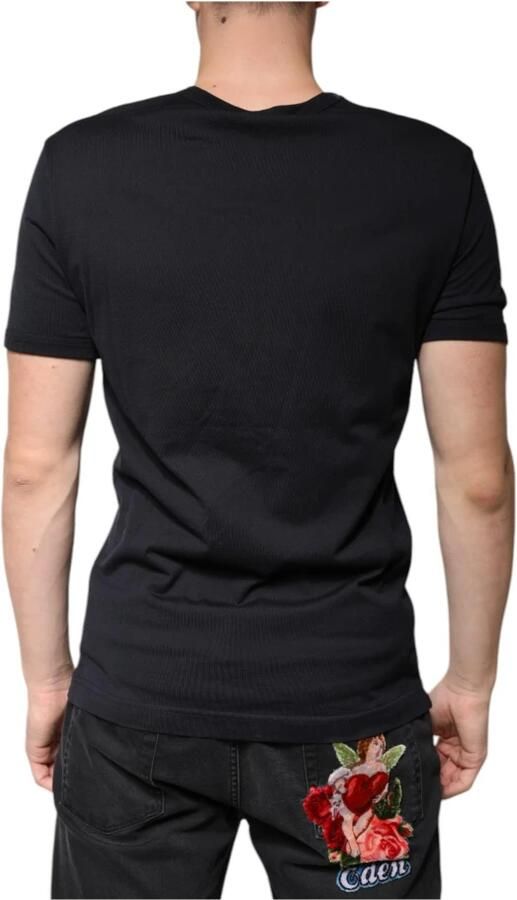 Dolce & Gabbana Zwarte Katoenen V-hals T-shirt Mannen Black Heren - Foto 4