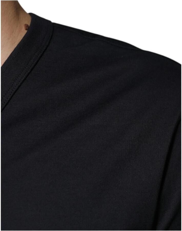 Dolce & Gabbana Zwarte Katoenen V-hals T-shirt Mannen Black Heren - Foto 2