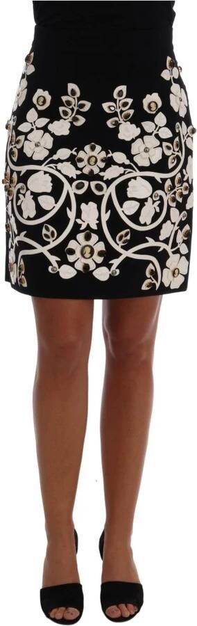 Dolce & Gabbana Zwarte Bloemenkristal Potloodrok Multicolor Dames - Foto 6