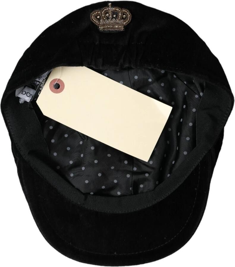 Dolce & Gabbana Zwarte Kroon Katoenen Newsboy Pet Black Heren