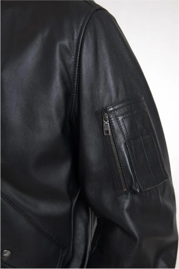 Dolce & Gabbana Elegante zwarte leren bomberjack Black Heren - Foto 4