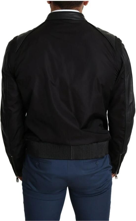 Dolce & Gabbana Prachtige Zwarte Bomberjack met Leren Details Black Heren - Foto 3
