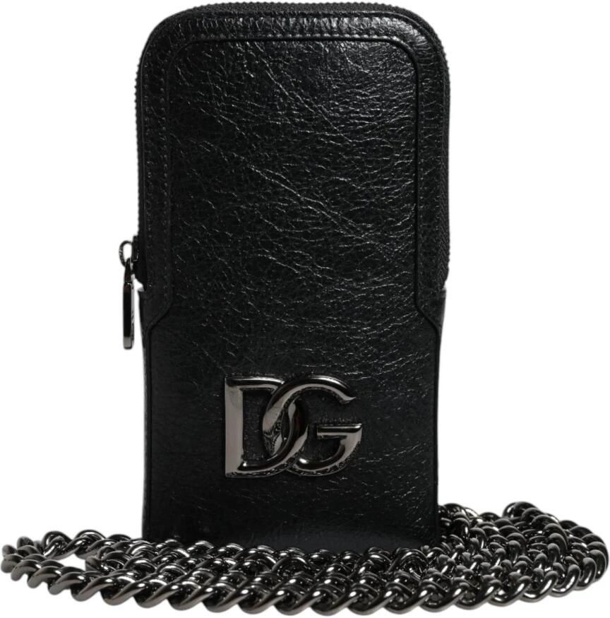Dolce & Gabbana Zwarte leren crossbody kettingtelefoontas Black Dames - Foto 5