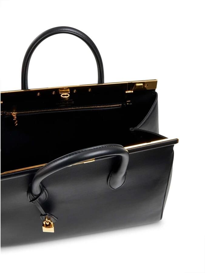 Dolce & Gabbana Elegante Leren Handtas met Gouden Sluiting Black Dames