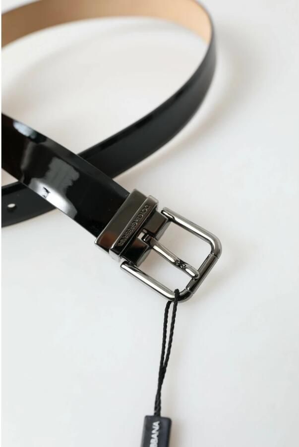 Dolce & Gabbana Elegante zwarte leren riem met metalen gesp Black Heren