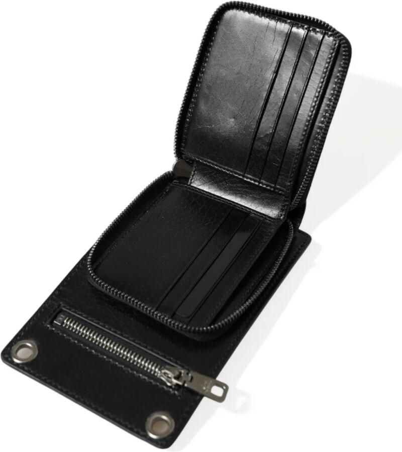 Dolce & Gabbana Zwarte Leren Logo Portemonnee met Band Black Heren