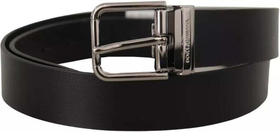 Dolce & Gabbana Zwarte kalfsleren riem met gegraveerd logo en metalen gesp Black - Foto 13