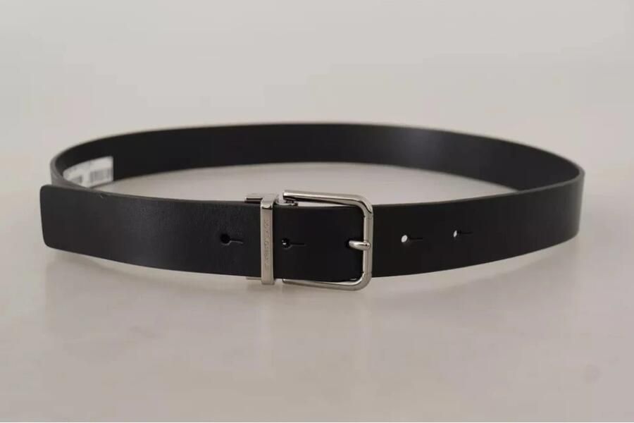 Dolce & Gabbana Zwarte kalfsleren riem met gegraveerd logo en metalen gesp Black - Foto 6