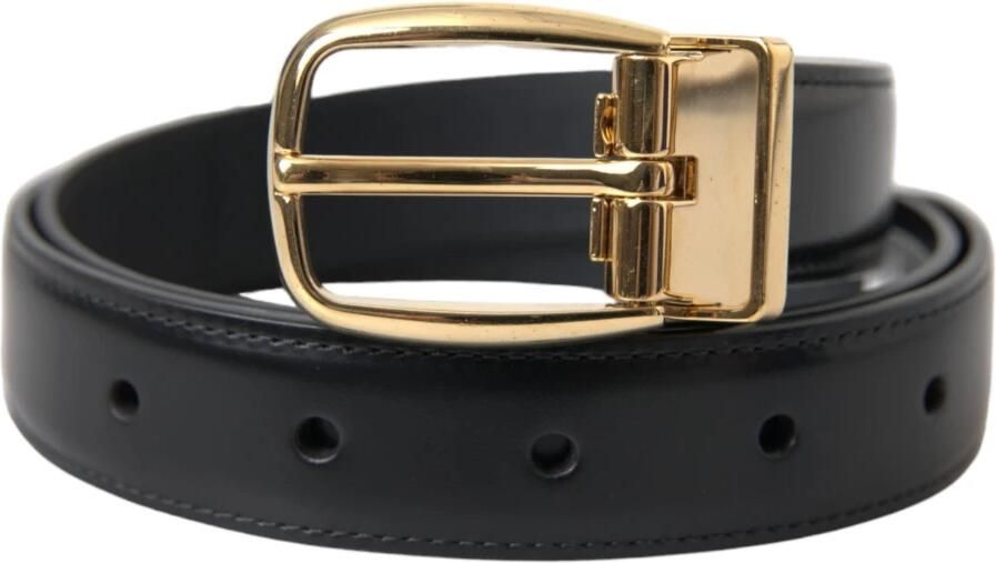 Dolce & Gabbana Zwarte leren riem met gouden gesp Black Unisex - Foto 3