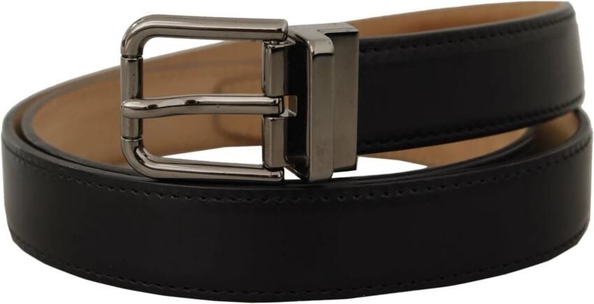 Dolce & Gabbana Zwarte kalfsleren riem met gegraveerd logo en metalen gesp Black Unisex - Foto 17