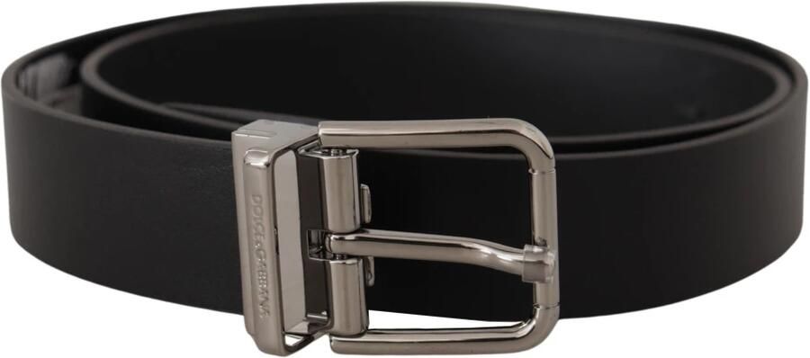 Dolce & Gabbana Zwarte kalfsleren riem met gegraveerd logo en metalen gesp Black Unisex - Foto 4