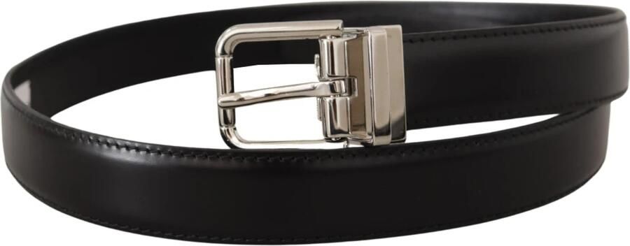 Dolce & Gabbana Zwarte kalfsleren riem met gegraveerd logo en metalen gesp Black Unisex - Foto 5