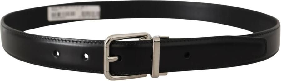 Dolce & Gabbana Zwarte kalfsleren riem met gegraveerd logo en metalen gesp Black Unisex - Foto 6