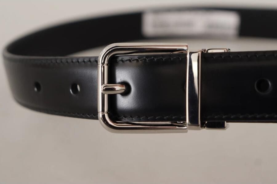 Dolce & Gabbana Zwarte kalfsleren riem met gegraveerd logo en metalen gesp Black Unisex - Foto 3