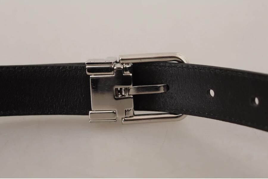Dolce & Gabbana Zwarte kalfsleren riem met gegraveerd logo en metalen gesp Black Unisex - Foto 2