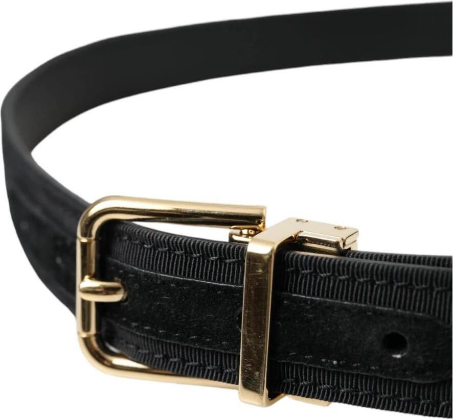 Dolce & Gabbana Zwart Gros Grain Goud Riem Mannen Black Heren