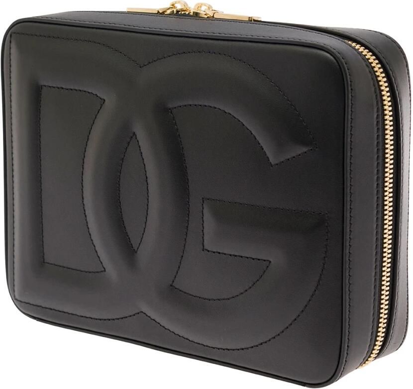 D&G Schoudertas D&G Leren schoudertas met verstelbare riem en monogram in relief