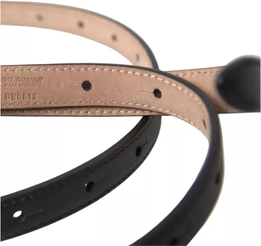 Dolce & Gabbana Donkerbruine leren riem met gouden gesp voor Brown