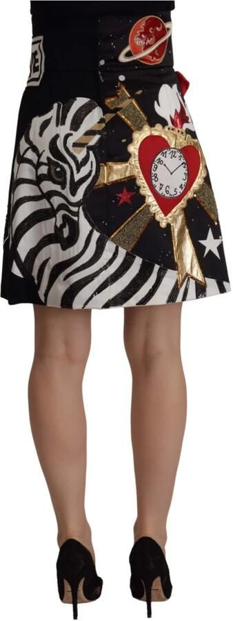 Dolce & Gabbana Zwarte A-lijn rok met hoge taille en versiering Multicolor Dames - Foto 7