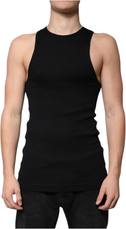 Dolce & Gabbana Zwarte Mouwloze Katoenen Tank T-shirt Black Heren
