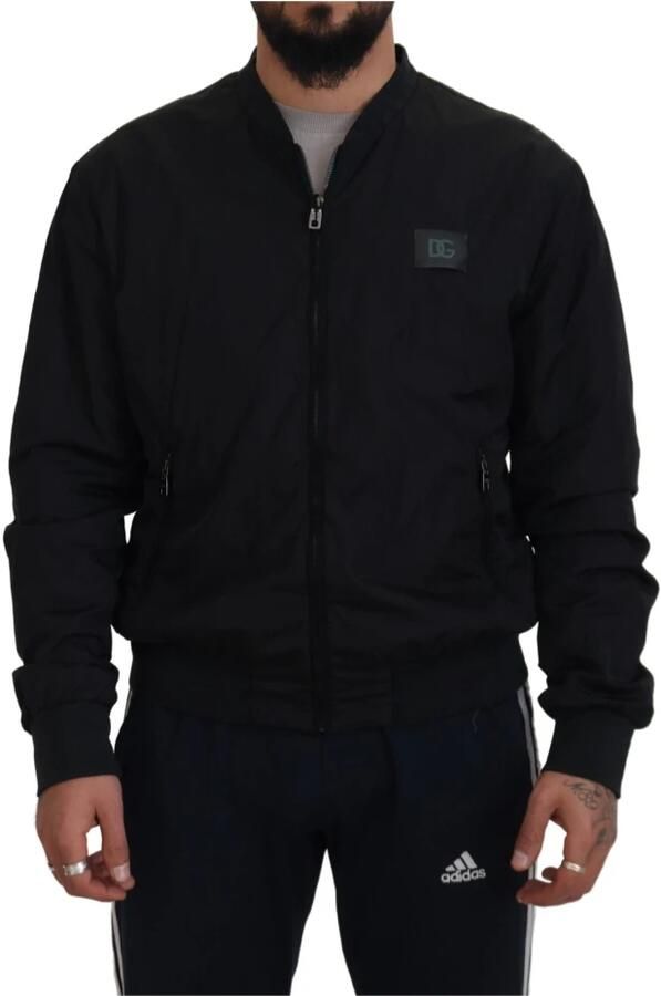 Dolce & Gabbana Zwarte Nylon Logo Bomber Jas Black Heren - Foto 6