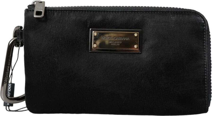 Dolce & Gabbana Zwarte Nylon Logo Plaque Sleutelhanger Tas Clutch Black Heren - Foto 7