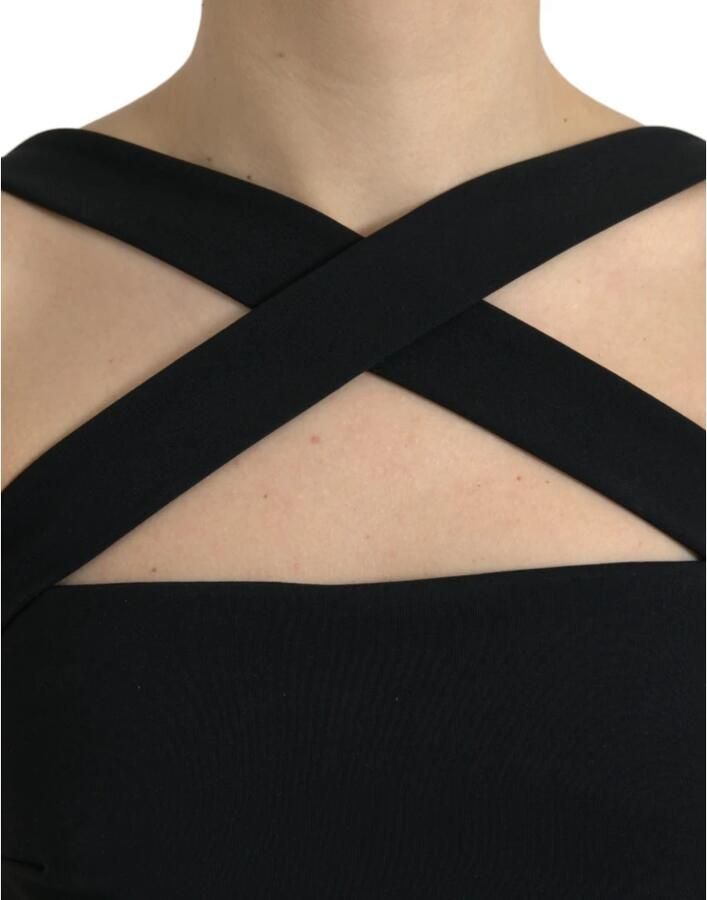 Dolce & Gabbana Zwarte Sheath Halter Midi Jurk Black Dames