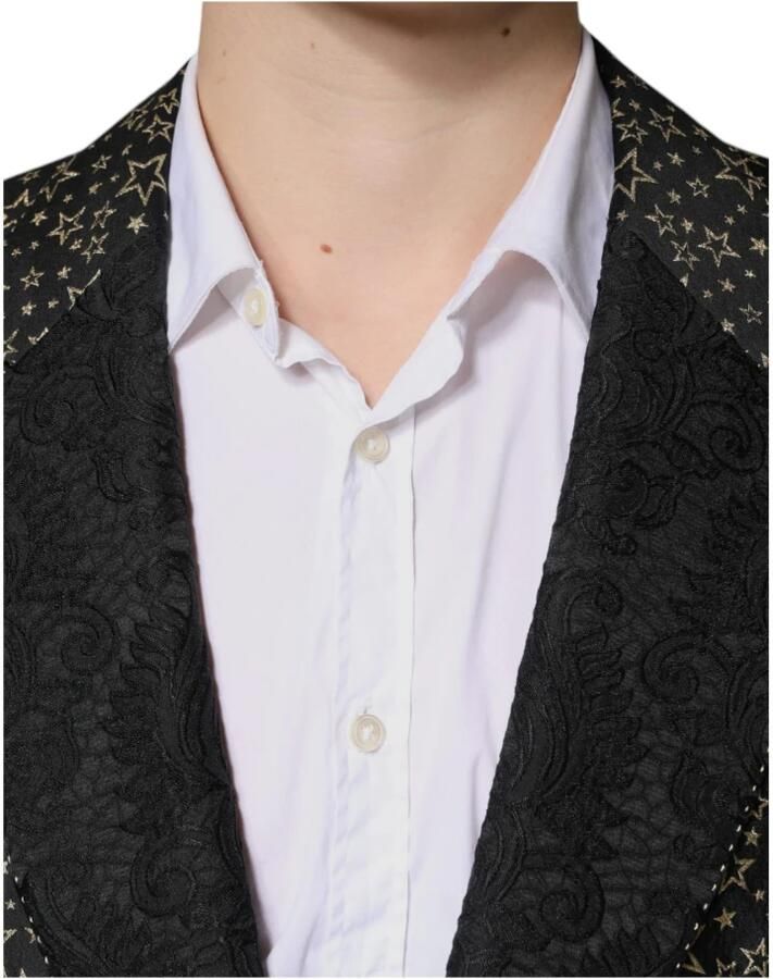 Dolce & Gabbana Zwarte Sterren Jacquard Slim Fit Pak Black Heren