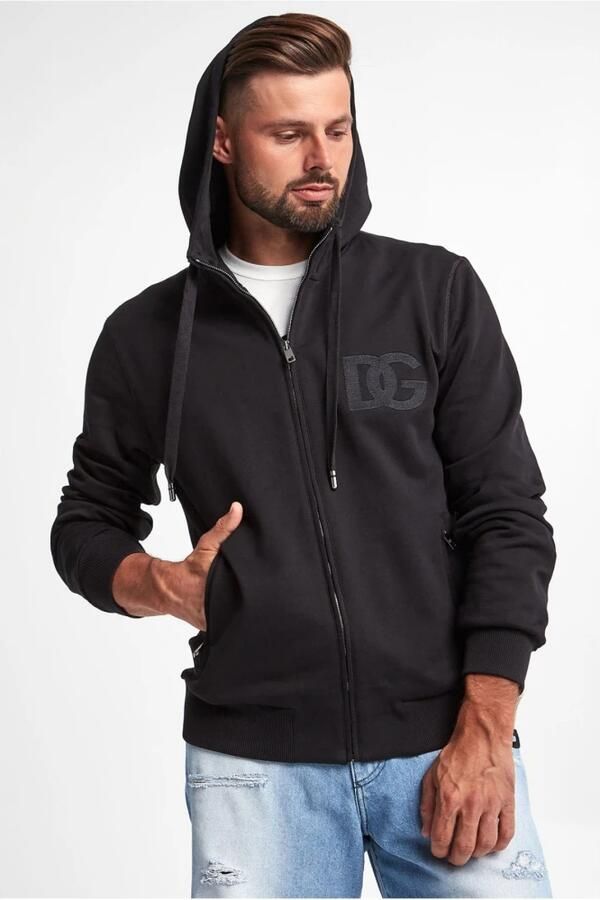 Dolce & Gabbana Zwarte Sweatjas met Capuchon en Geborduurd Logo Black Heren - Foto 2