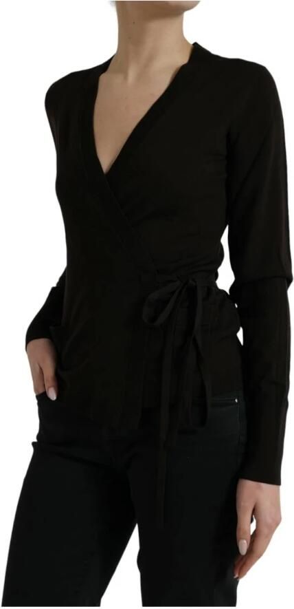 Dolce & Gabbana Zwarte V-hals Gekruiste Cardigan Sweater Black Dames - Foto 6