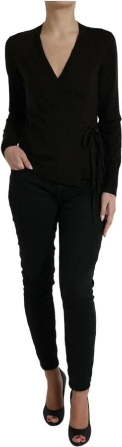 Dolce & Gabbana Zwarte V-hals Gekruiste Cardigan Sweater Black Dames - Foto 5