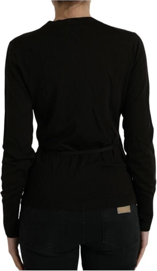 Dolce & Gabbana Zwarte V-hals Gekruiste Cardigan Sweater Black Dames - Foto 4