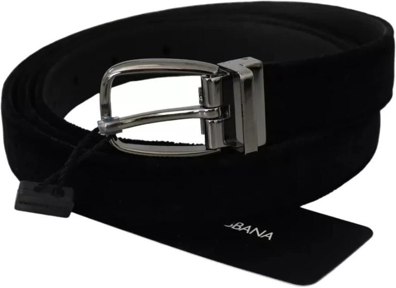 Dolce & Gabbana Elegante zwarte katoenen en leren riem Black - Foto 5