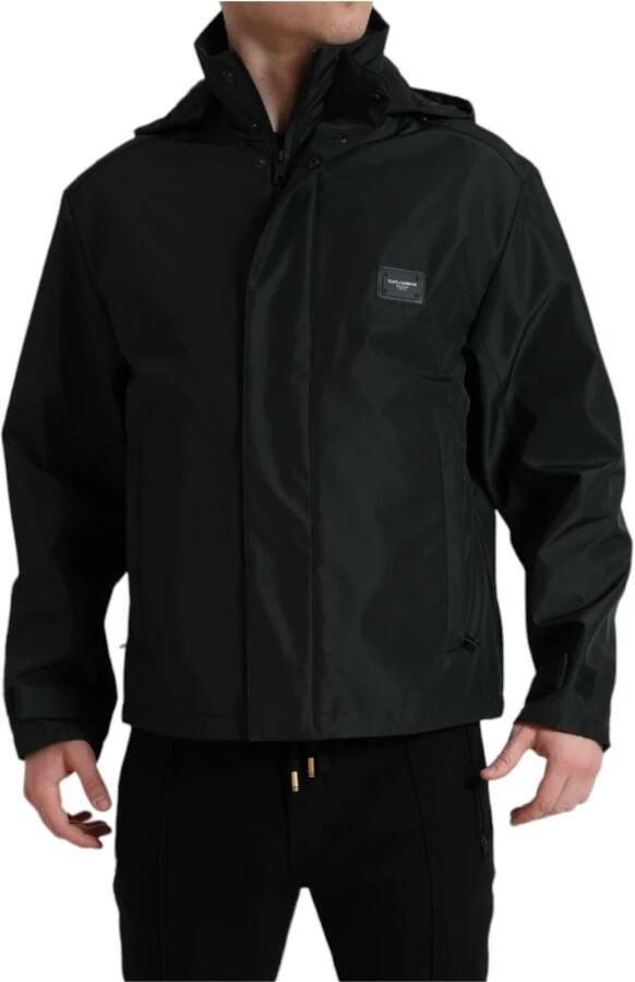 Dolce & Gabbana Zwarte Windbreaker Jas met Logodetails Black Heren - Foto 4
