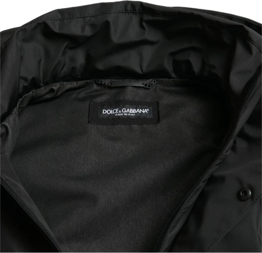 Dolce & Gabbana Zwarte Windbreaker Jas met Logodetails Black Heren
