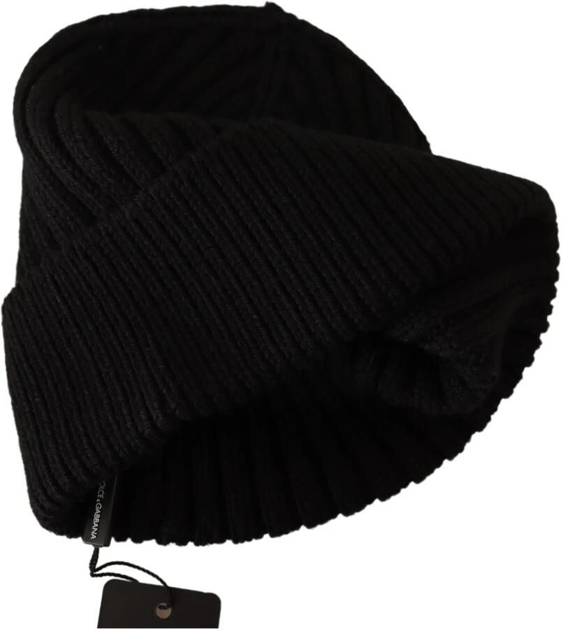 Dolce & Gabbana Zwarte Wol Gebreide Dames Wintermuts Black Dames