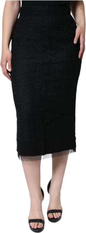 Dolce & Gabbana Zwarte Wol Midi Potlood Rok Rits Black Dames - Foto 5