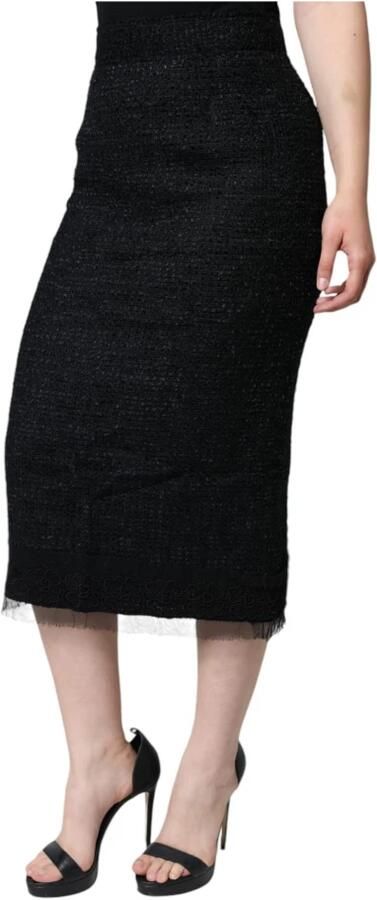 Dolce & Gabbana Zwarte Wol Midi Potlood Rok Rits Black Dames - Foto 3