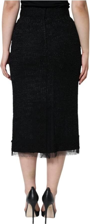Dolce & Gabbana Zwarte Wol Midi Potlood Rok Rits Black Dames - Foto 4