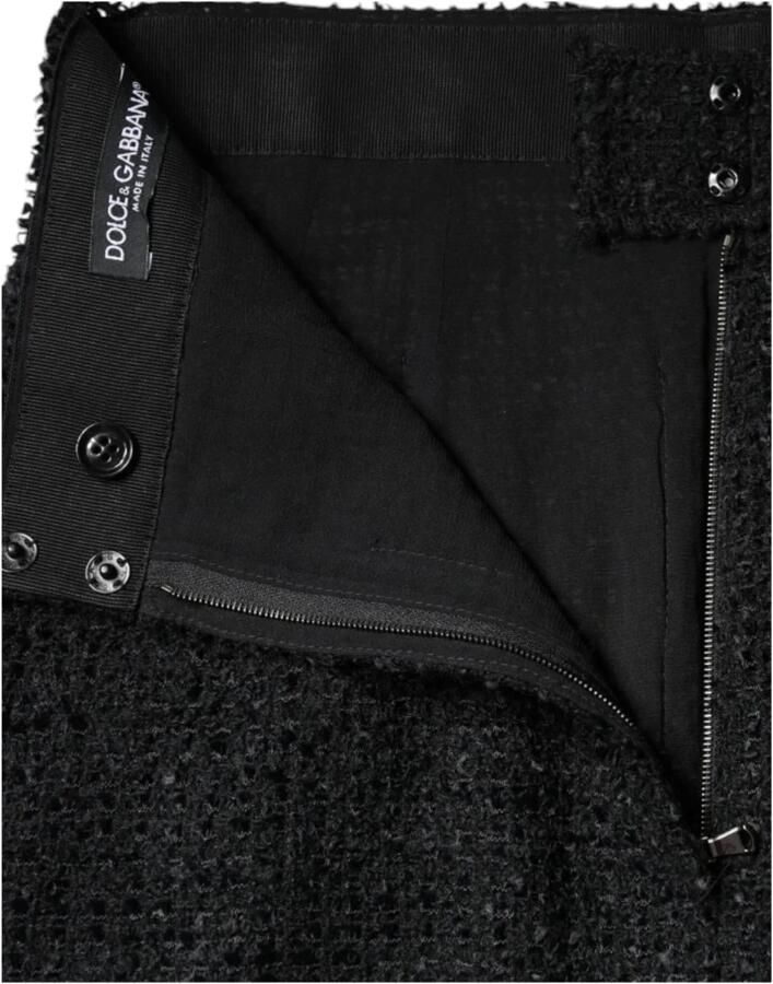 Dolce & Gabbana Zwarte Wol Midi Potlood Rok Rits Black Dames