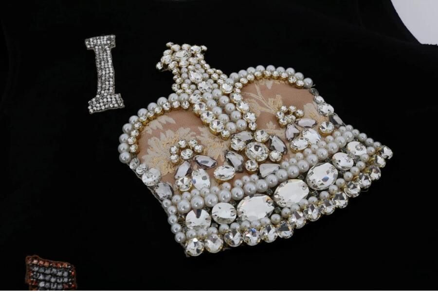 Dolce & Gabbana Zwarte Kristal Shift Jurk I AM A Princess Black Dames - Foto 2