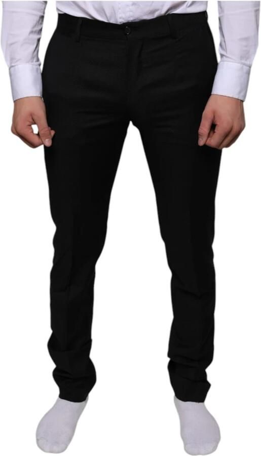 Dolce & Gabbana Zwarte Wol Skinny Jurk Formele Broek Black Heren