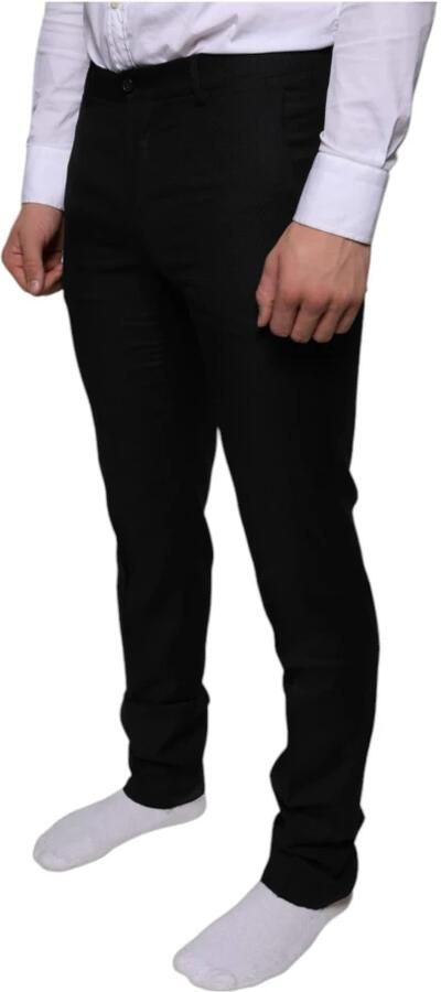 Dolce & Gabbana Zwarte Wol Skinny Jurk Formele Broek Black Heren - Foto 4