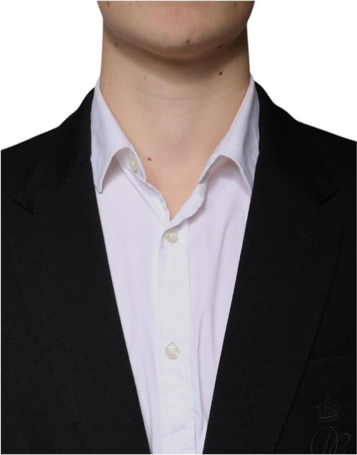 Dolce & Gabbana Zwarte Wol Slim Fit Blazer Black Heren