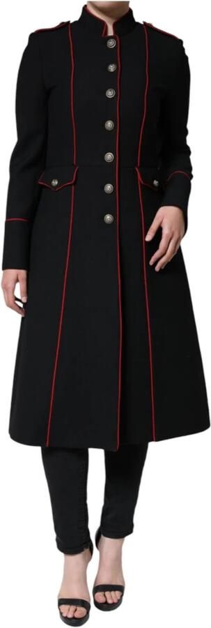 Dolce & Gabbana Zwarte Wol Zijde Trenchcoat Jas Black Dames - Foto 4