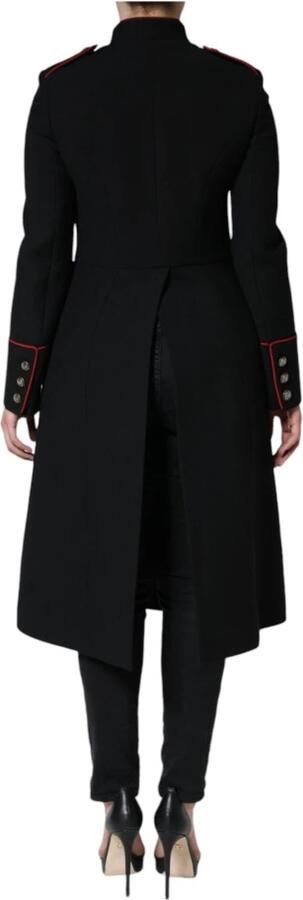 Dolce & Gabbana Zwarte Wol Zijde Trenchcoat Jas Black Dames - Foto 2