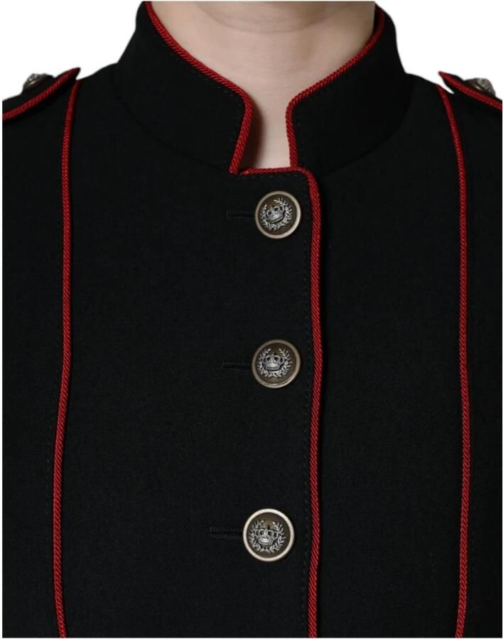 Dolce & Gabbana Zwarte Wol Zijde Trenchcoat Jas Black Dames