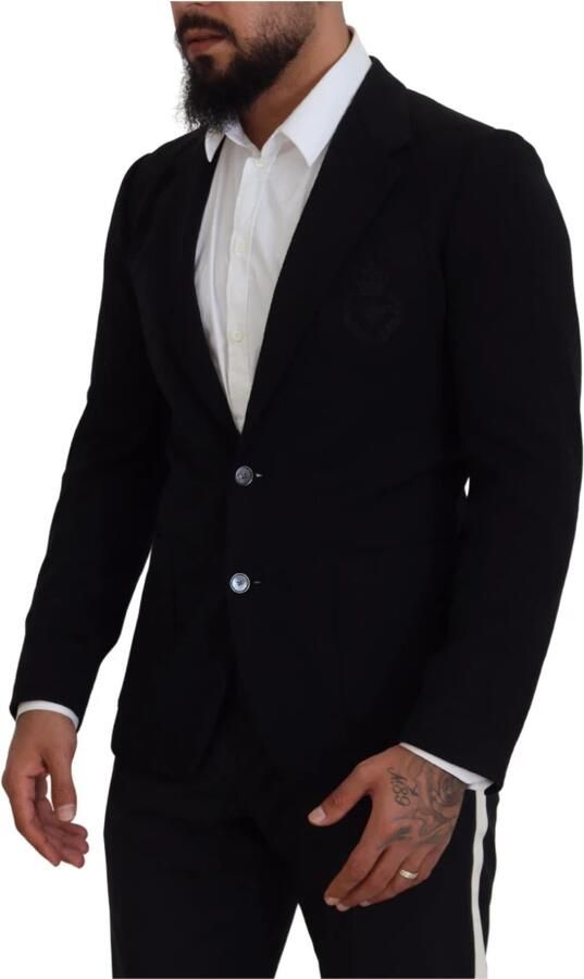 Dolce & Gabbana Zwarte Wollen Blazer met Koninginnebij Borduursel Black Heren - Foto 5